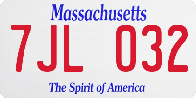 MA license plate 7JL032