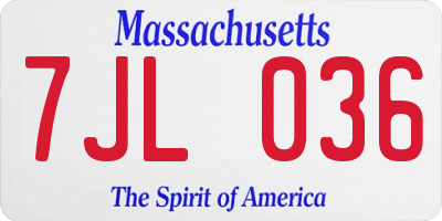 MA license plate 7JL036