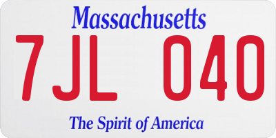 MA license plate 7JL040