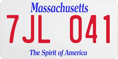 MA license plate 7JL041