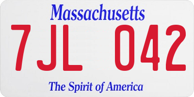 MA license plate 7JL042