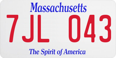 MA license plate 7JL043