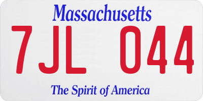 MA license plate 7JL044