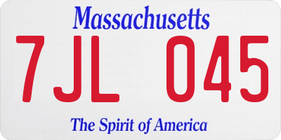 MA license plate 7JL045