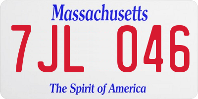 MA license plate 7JL046