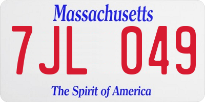 MA license plate 7JL049