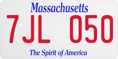 MA license plate 7JL050
