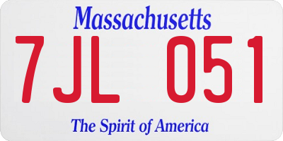 MA license plate 7JL051