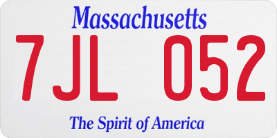 MA license plate 7JL052