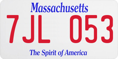 MA license plate 7JL053