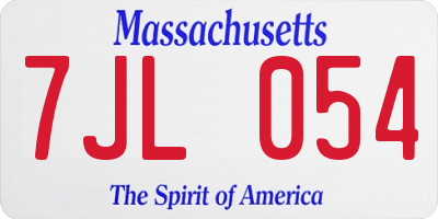 MA license plate 7JL054