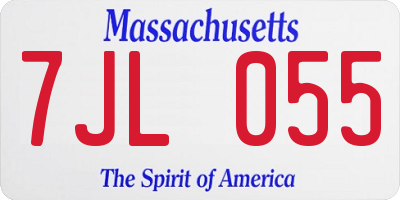 MA license plate 7JL055