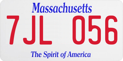 MA license plate 7JL056