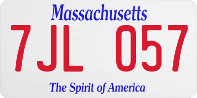 MA license plate 7JL057