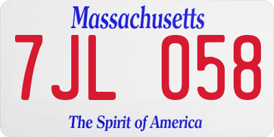 MA license plate 7JL058