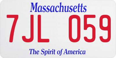 MA license plate 7JL059