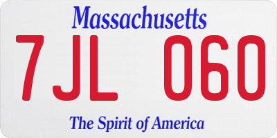 MA license plate 7JL060