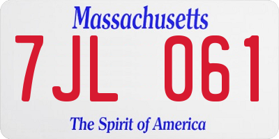 MA license plate 7JL061