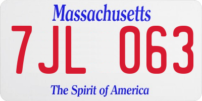 MA license plate 7JL063