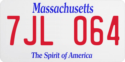 MA license plate 7JL064