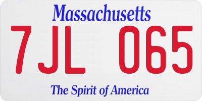 MA license plate 7JL065