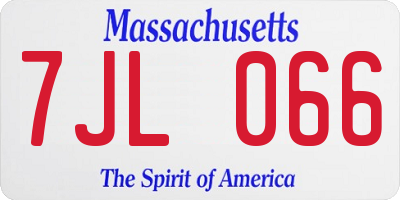 MA license plate 7JL066