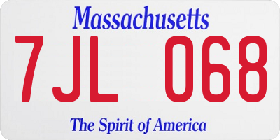 MA license plate 7JL068