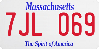 MA license plate 7JL069