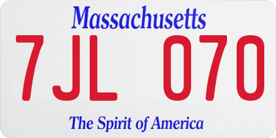 MA license plate 7JL070
