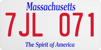 MA license plate 7JL071