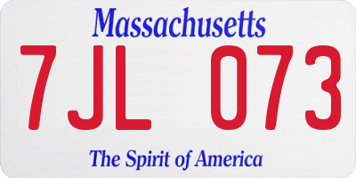 MA license plate 7JL073
