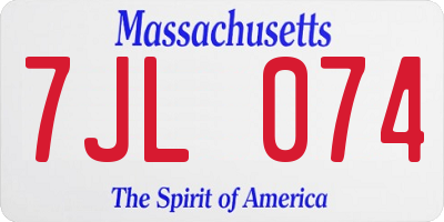 MA license plate 7JL074