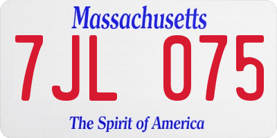 MA license plate 7JL075