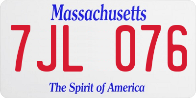 MA license plate 7JL076