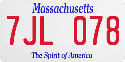 MA license plate 7JL078
