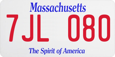 MA license plate 7JL080
