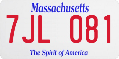 MA license plate 7JL081