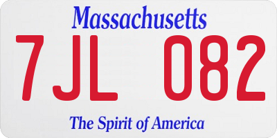 MA license plate 7JL082