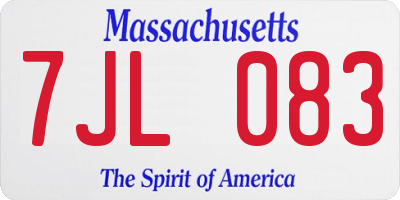 MA license plate 7JL083