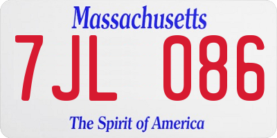 MA license plate 7JL086