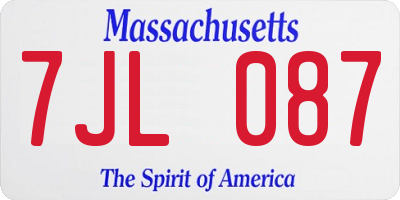 MA license plate 7JL087