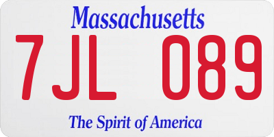 MA license plate 7JL089
