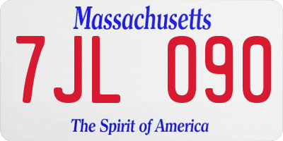 MA license plate 7JL090