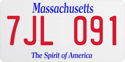 MA license plate 7JL091