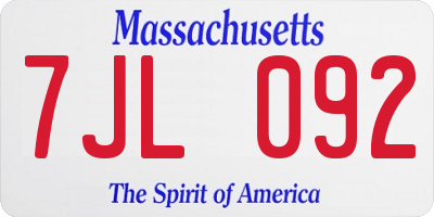 MA license plate 7JL092