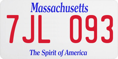 MA license plate 7JL093