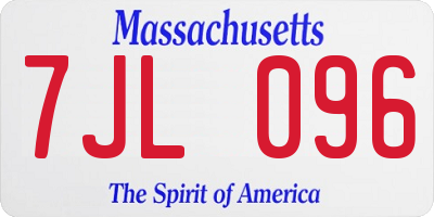 MA license plate 7JL096