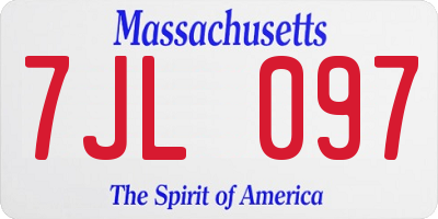 MA license plate 7JL097