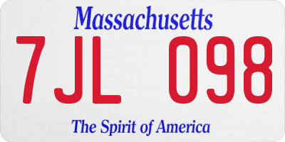 MA license plate 7JL098