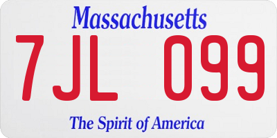 MA license plate 7JL099
